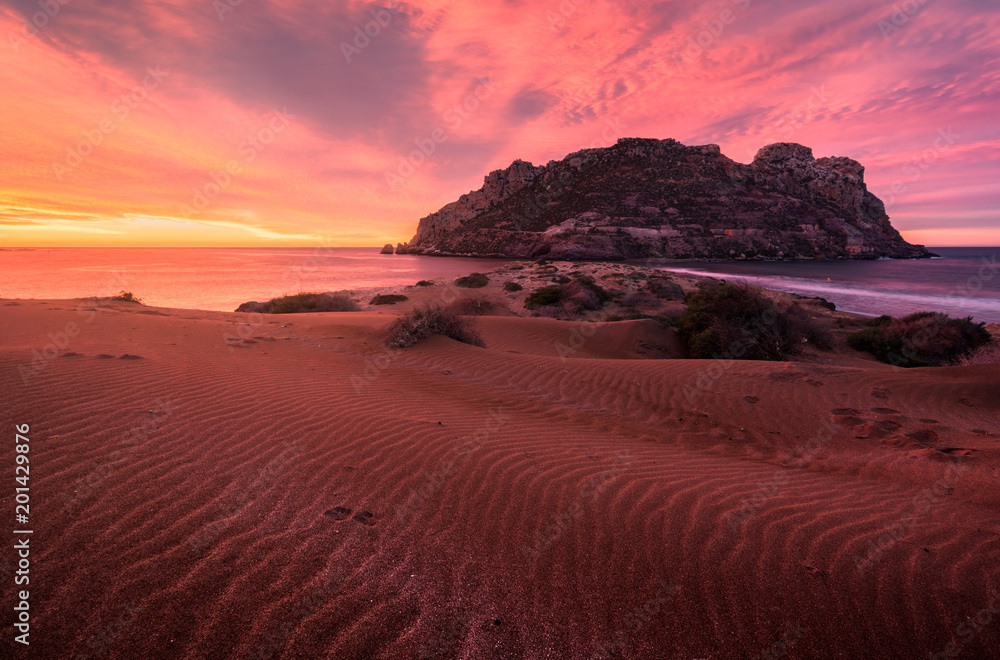 Amanecer en playa amarilla - Isla del Fraile (Murcia, España)