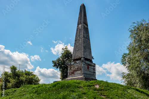 Photography TROITSKOE, RUSSIA - AUGUST 2017: Obelisk in honor of the accession to the throne of Empress Catherine II Great