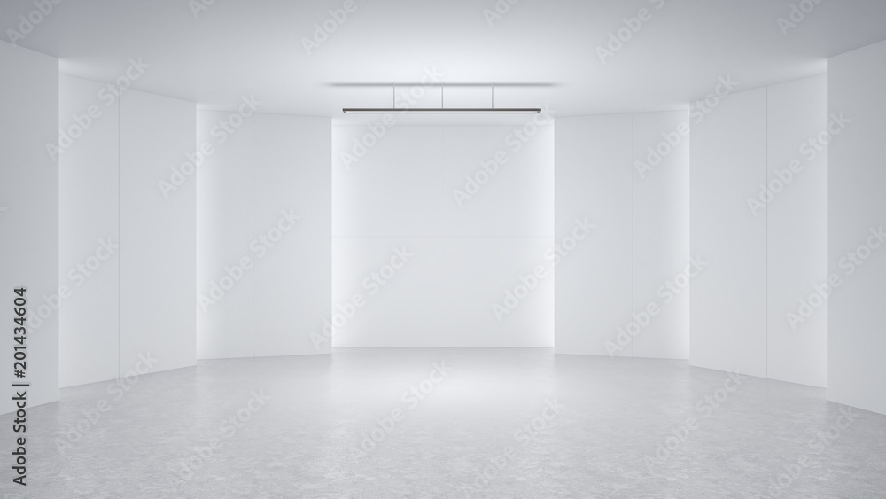 3D rendering minimalist and modern design studio room space background, high key lighting . 3D rendering minimalist and modern design studio room space background, high key lighting .