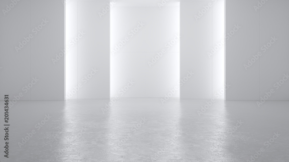 3D rendering minimalist and modern design studio room space background, high key lighting . 3D rendering minimalist and modern design studio room space background, high key lighting .