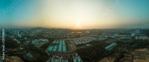 Photography Panoramic aerial view of beautiful Kuala Lumpur city skyline.