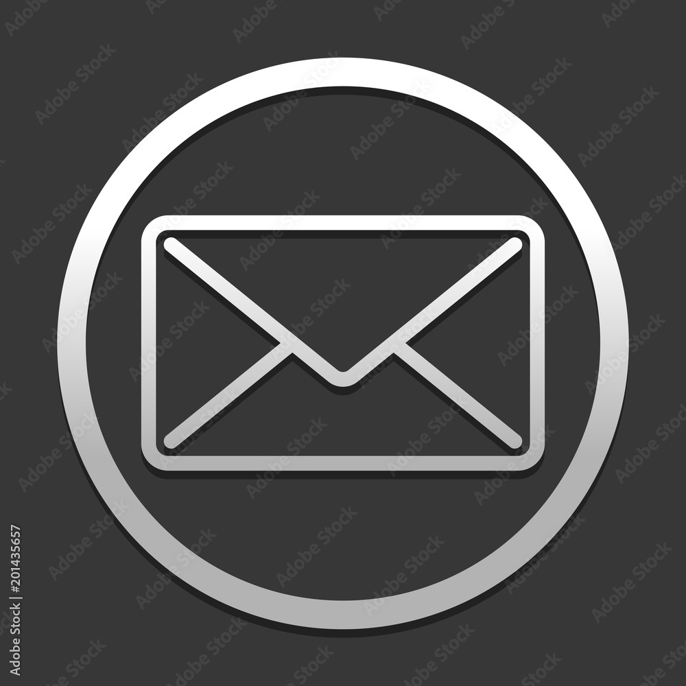 mail close icon. icon in circle on dark background with simple shadow mail close icon. icon in circle on dark background with simple shadow