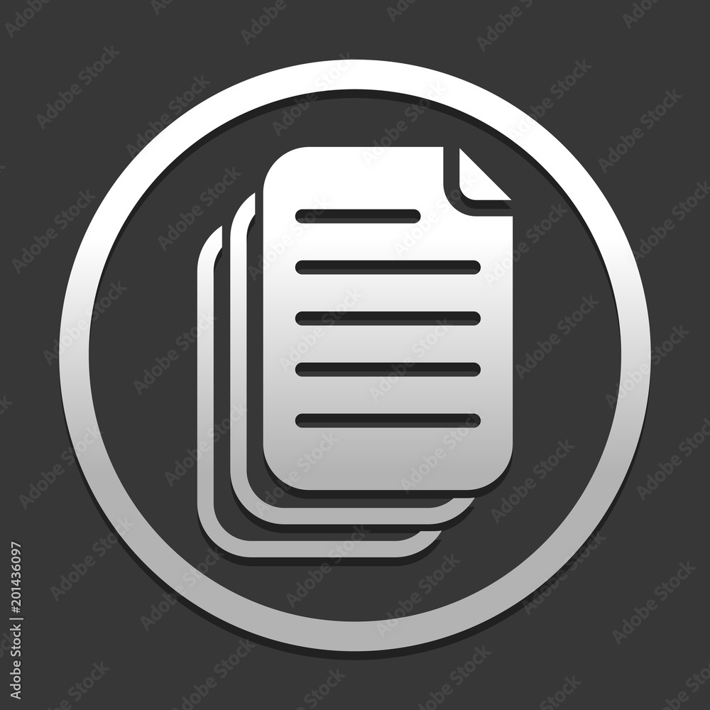 document. simple silhouette. icon in circle on dark background with simple shadow document. simple silhouette. icon in circle on dark background with simple shadow