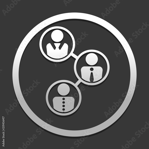 office people, team. icon in circle on dark background with simple shadow