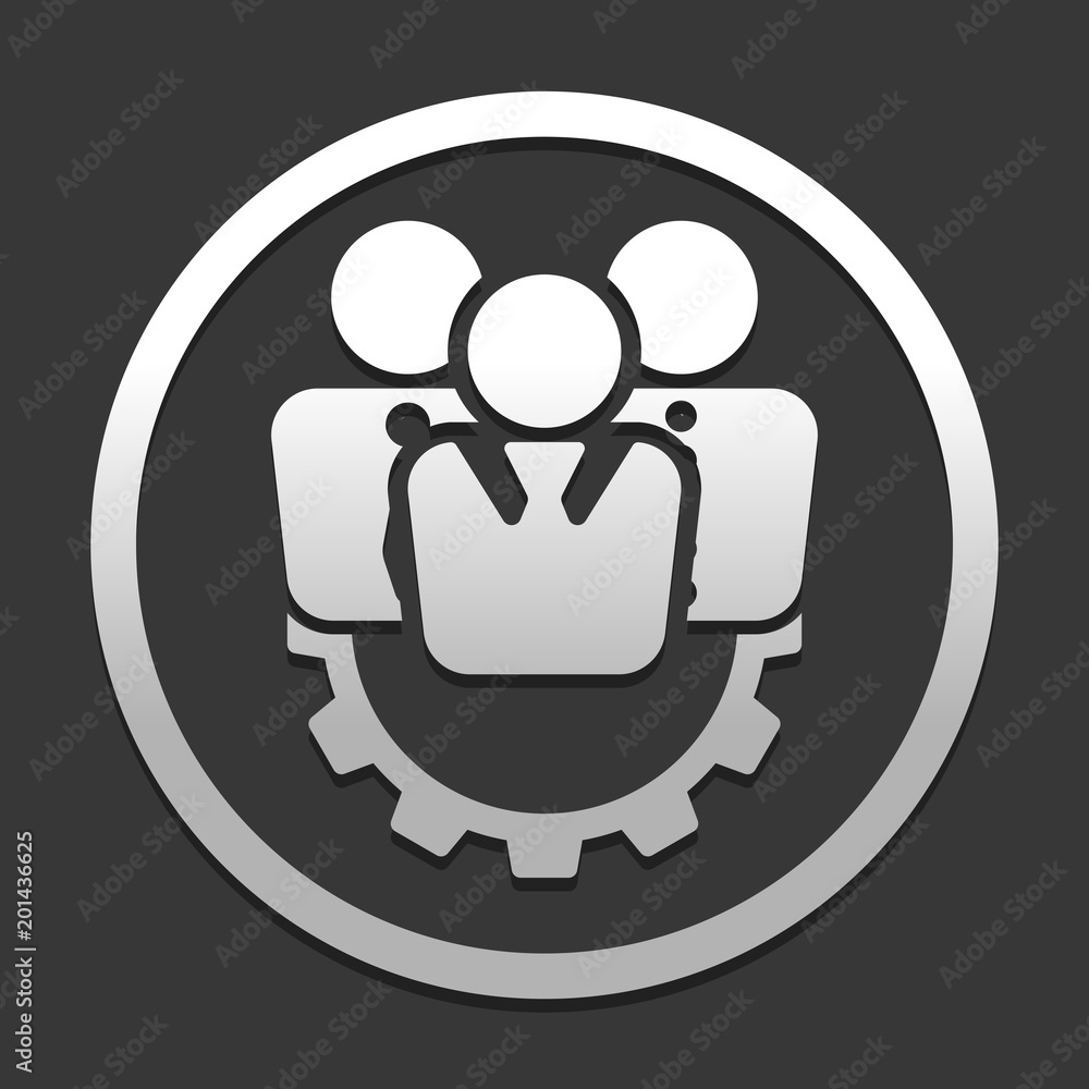 office people, team 2. icon in circle on dark background with simple shadow office people, team 2. icon in circle on dark background with simple shadow
