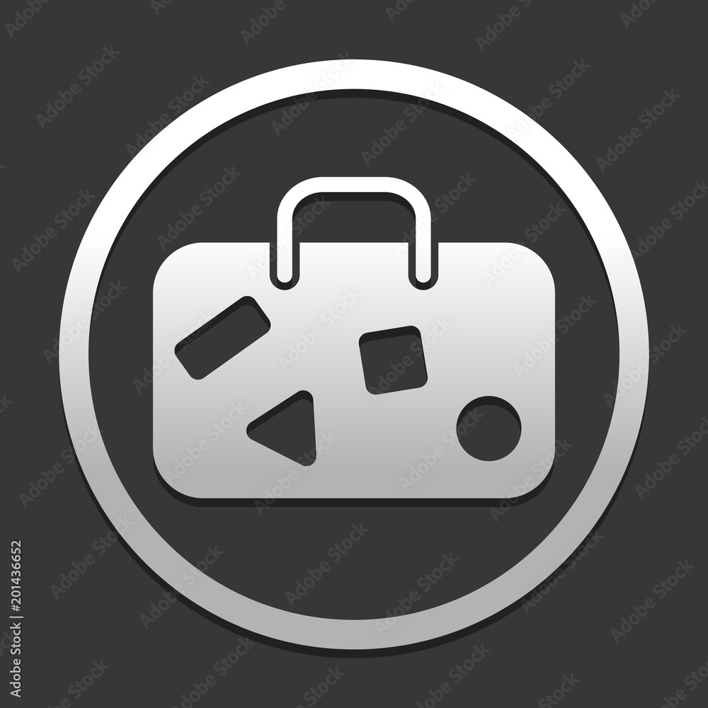 traveling bag, luggage, case. icon in circle on dark background with simple shadow traveling bag, luggage, case. icon in circle on dark background with simple shadow