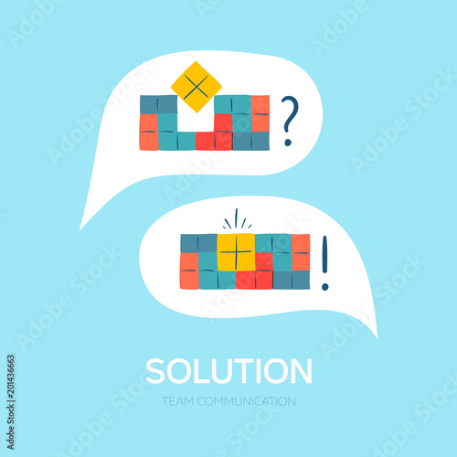 Vector illustratio. Team communication. Solution concept.