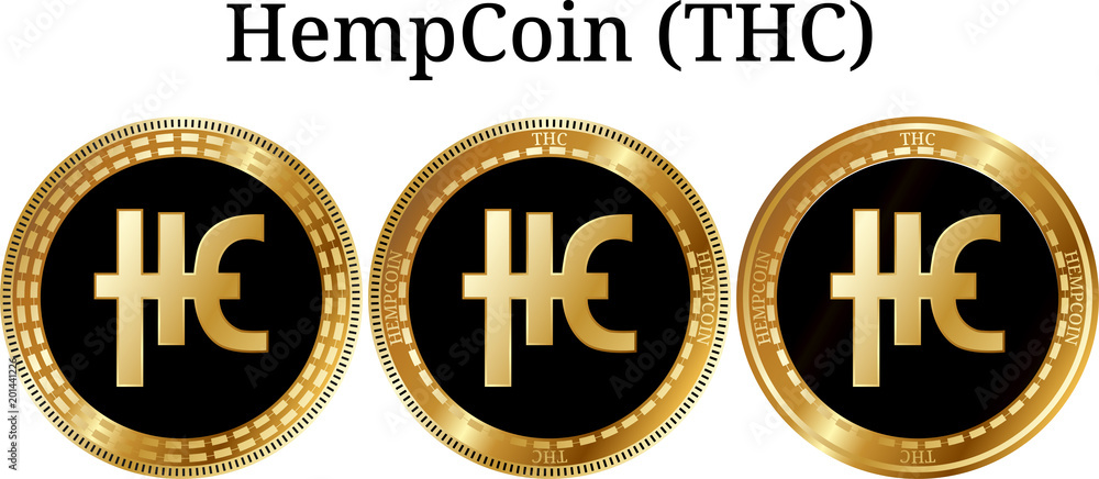 Set of physical golden coin HempCoin (THC)