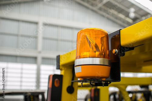 Obraz na płótnie Emergency warning light, attached to a forklift truck. w salonie
