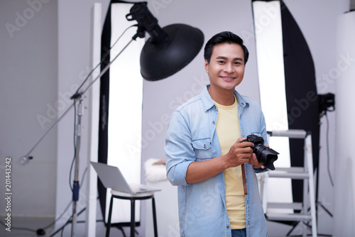 Working in professional photo studio