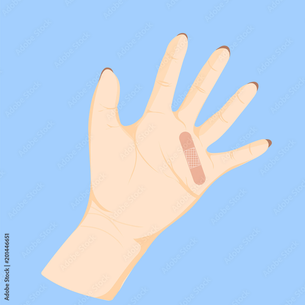 Plaster on hand Plaster on hand