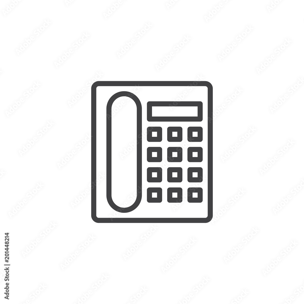 Office telephone outline icon. linear style sign for mobile concept and web design. Desk phone simple line vector icon. Symbol, logo illustration. Pixel perfect vector graphics Office telephone outline icon. linear style sign for mobile concept and web design. Desk phone simple line vector icon. Symbol, logo illustration. Pixel perfect vector graphics