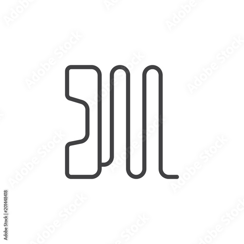 Telephone handset outline icon. linear style sign for mobile concept and web design. Phone simple line vector icon. Call symbol  logo illustration. Pixel perfect vector graphics