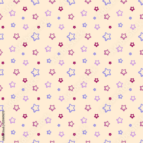 Funny colorful stars vector seamless pattern.