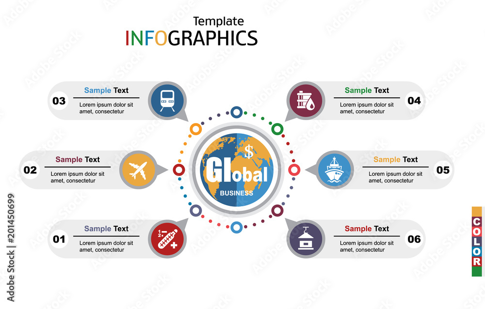 Modern infographics template, global business Modern infographics template, global business