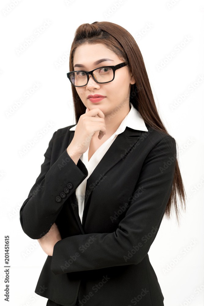 Modern business woman in the office on white background Modern business woman in the office on white background