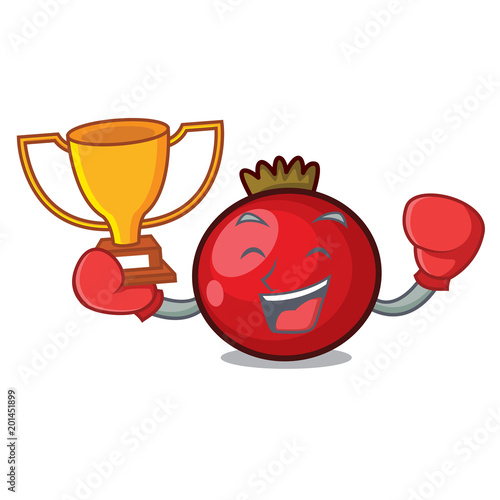 Boxing winner red currant mascot cartoon