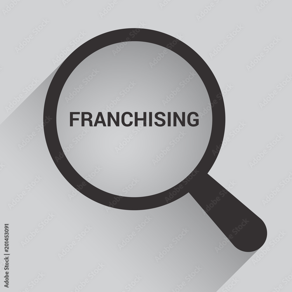 Finance Concept: Magnifying Optical Glass With Words Franchising Finance Concept: Magnifying Optical Glass With Words Franchising