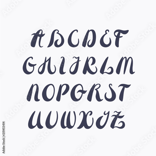 Hand written style vector lain alphabet. Calligraphy type. English capital letters font, ABC.