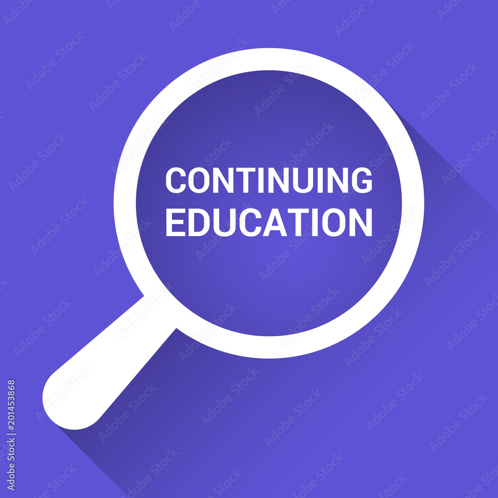 Learning Concept: Magnifying Optical Glass With Words Continuing Education Learning Concept: Magnifying Optical Glass With Words Continuing Education