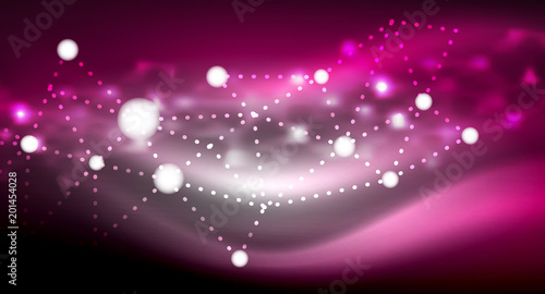 Shiny stars, neon glowing digital connected light dots