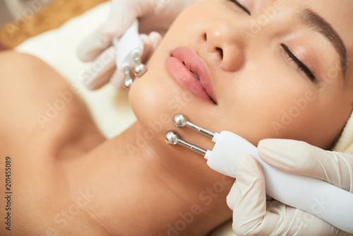 Receiving Galvanic Beauty Treatment