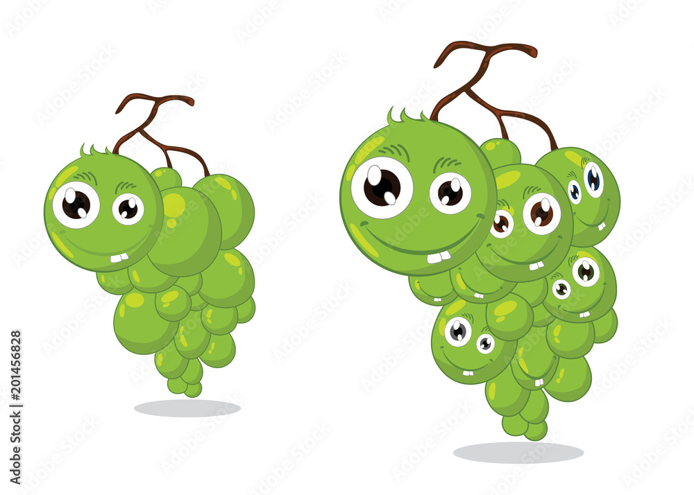 Naklejka premium Grape fruit cartoon characters - Vector illustration 