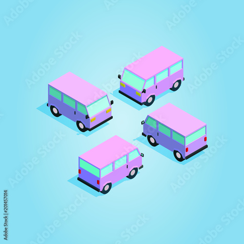 low poly isometric van
