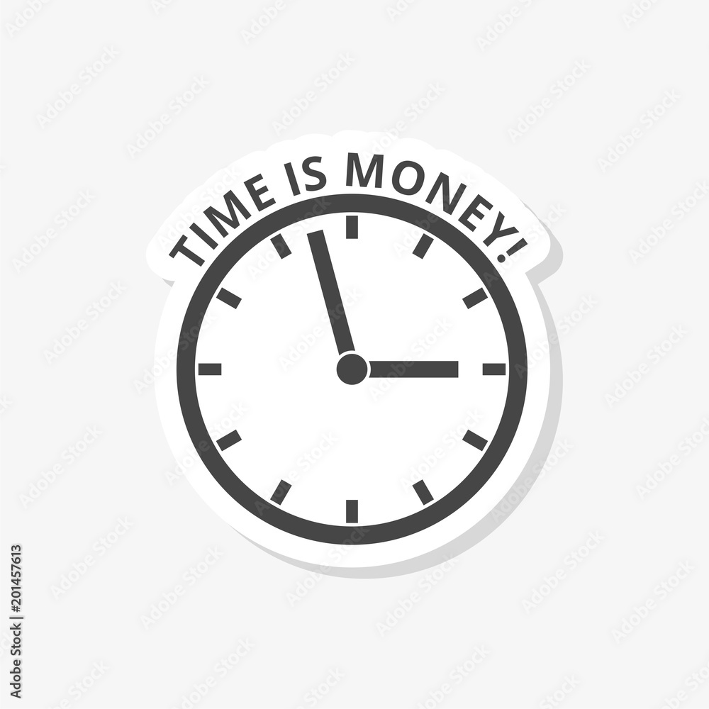 Time is money, Time Out sticker, simple vector icon Time is money, Time Out sticker, simple vector icon