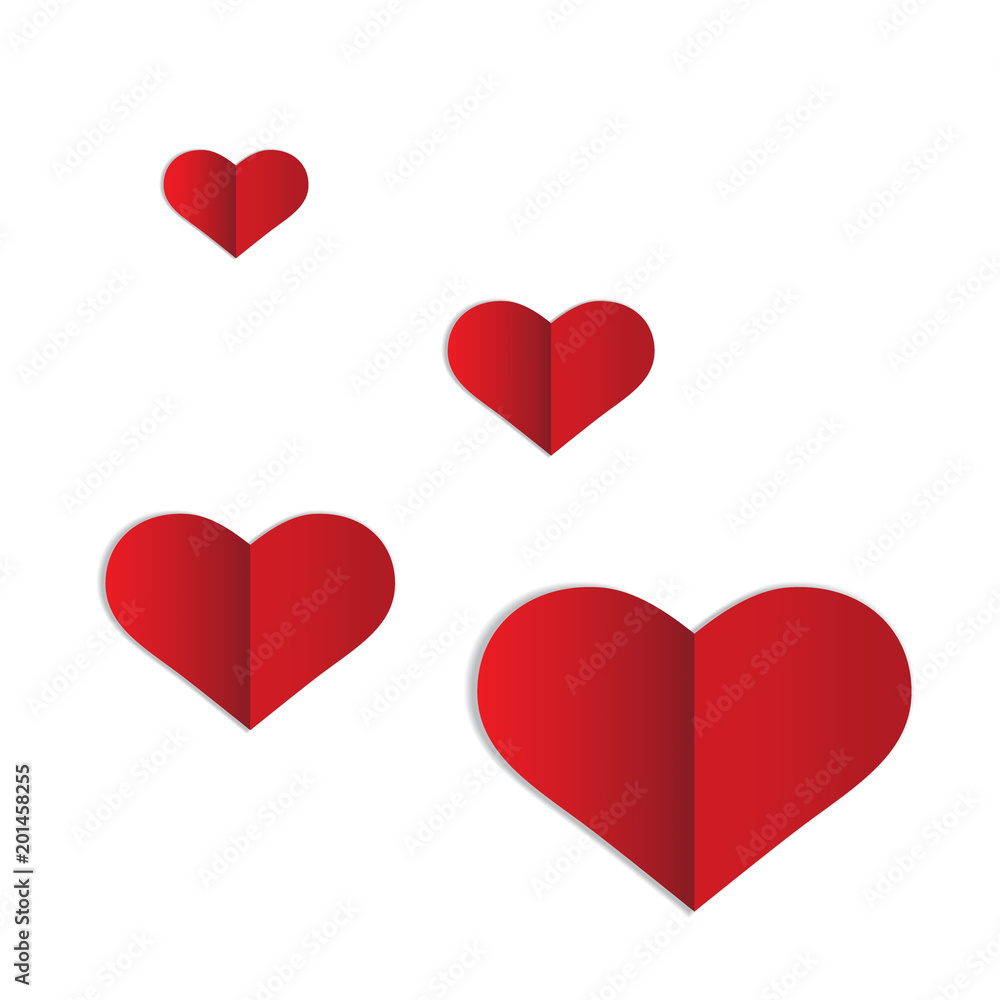 Vector Hearts, Folded red Paper Vector Hearts, Folded red Paper