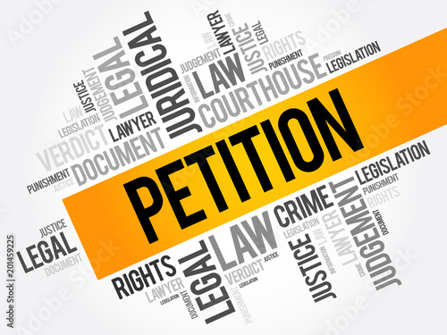 Petition word cloud collage, law concept background