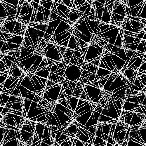 Vector grunge seamless texture of hand-drawn intersecting trembling lines.