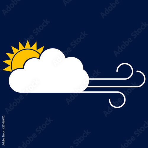 sun, cloud and wind icon vector