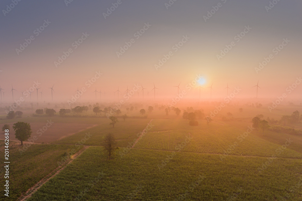 Fototapeta premium Aerial view of wind turbine