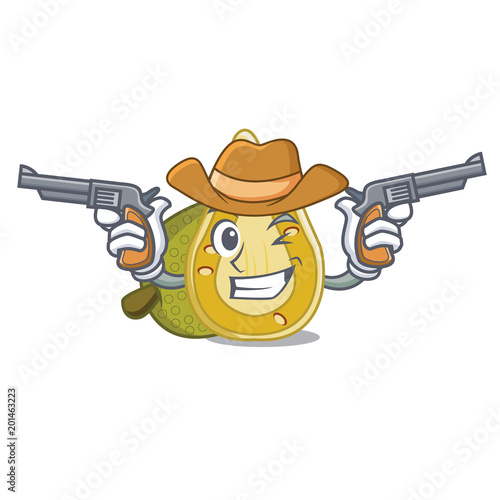 Cowboy jackfruit character cartoon style
