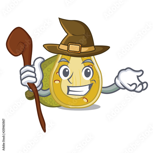 Witch jackfruit mascot cartoon style