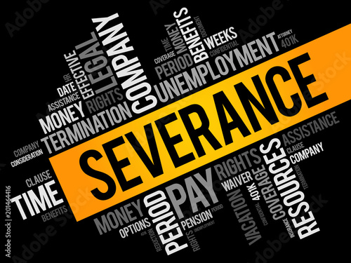 Severance word cloud collage , social concept background