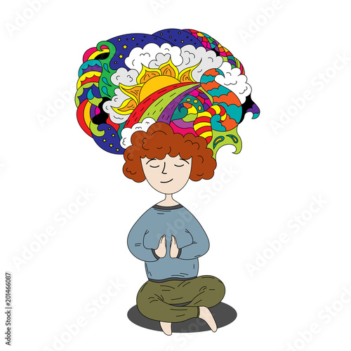 Yoga and meditation, lotus posture sport art