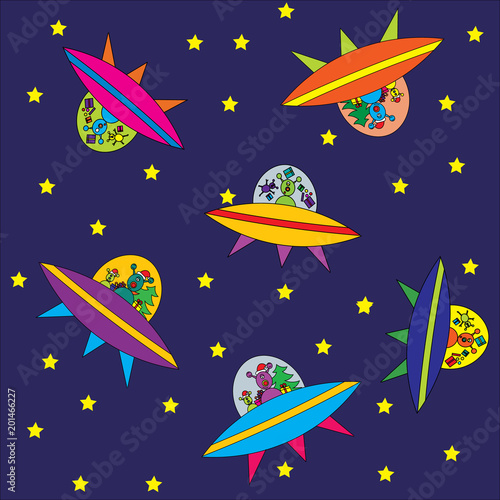 background for children, aliens in space .