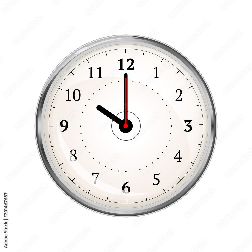 Realistic clock face showing 10-00 on white Realistic clock face showing 10-00 on white