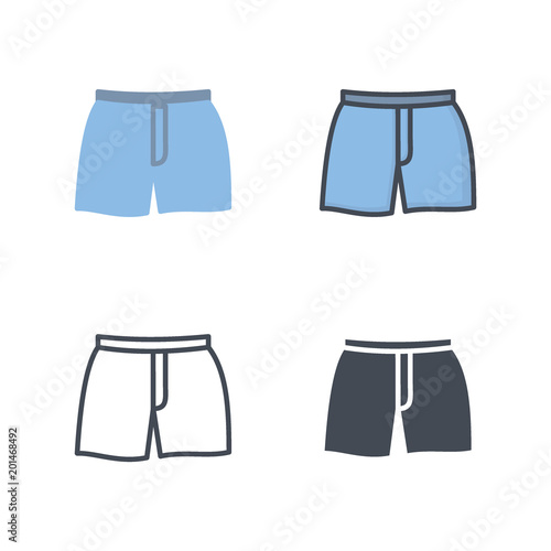 Pool shorts clothes flat colored line silhouette