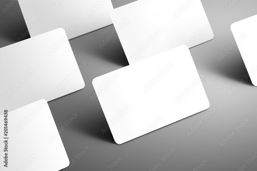 Realistic template of a few blank gift (bank) card isolated on a gray background Realistic template of a few blank gift (bank) card isolated on a gray background