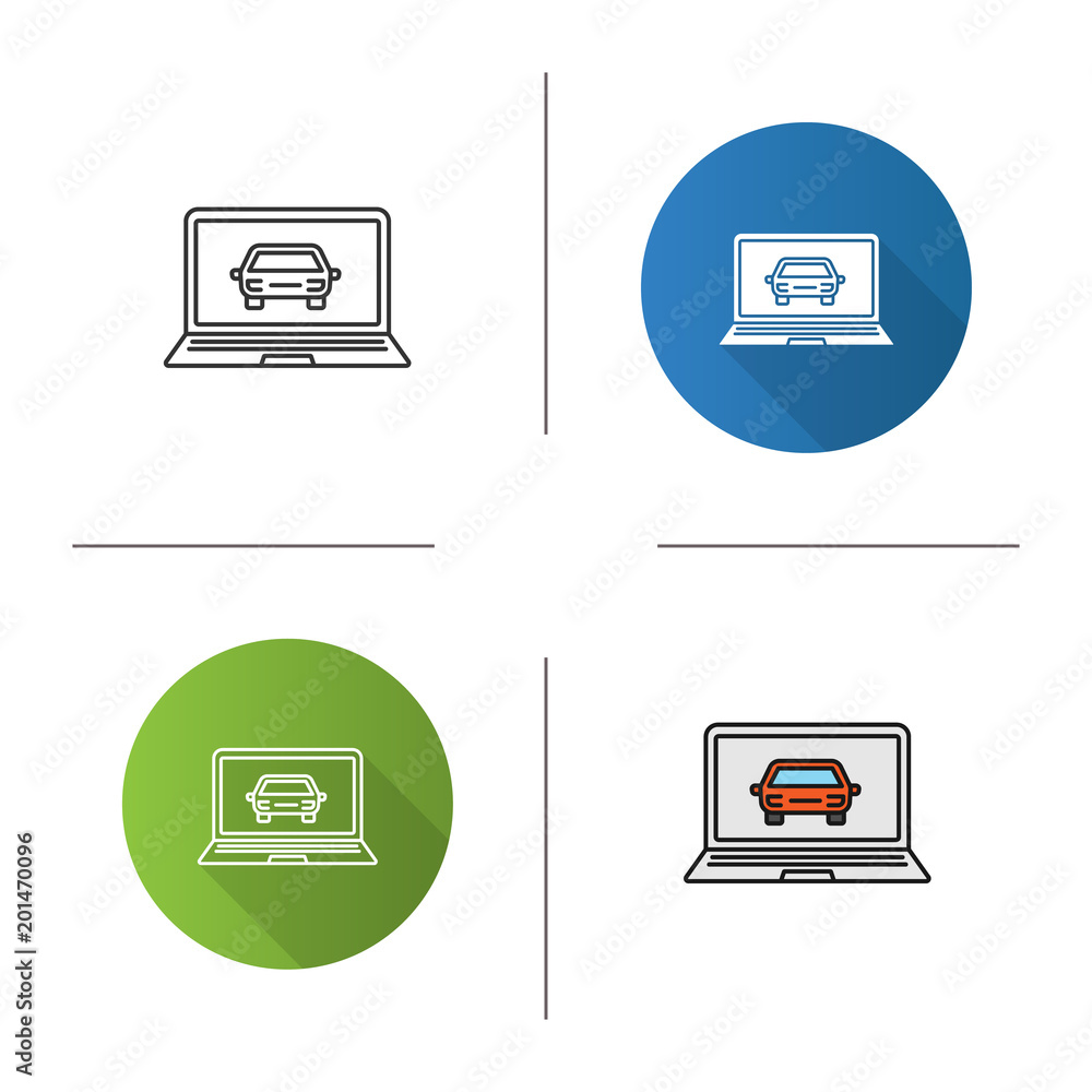 Laptop with car icon Laptop with car icon