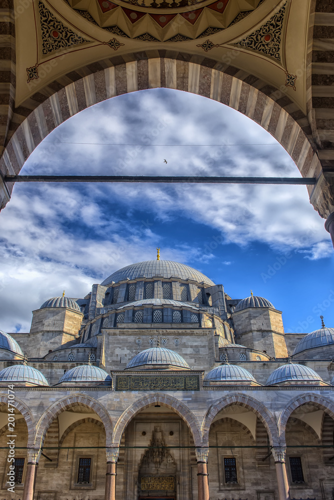 A view of the majestic Suleiman Mosque in Istanbul, Turkey.