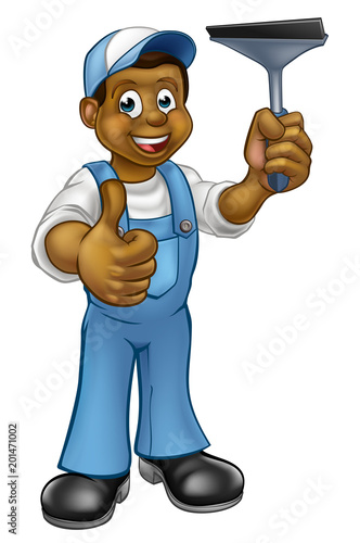 Black Window Cleaner With Squeegee