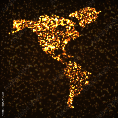 Abstract map of America continent with glowing particles © vladystock