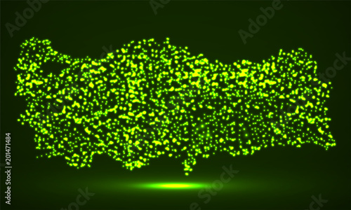 Abstract map of Thailand with glowing particles