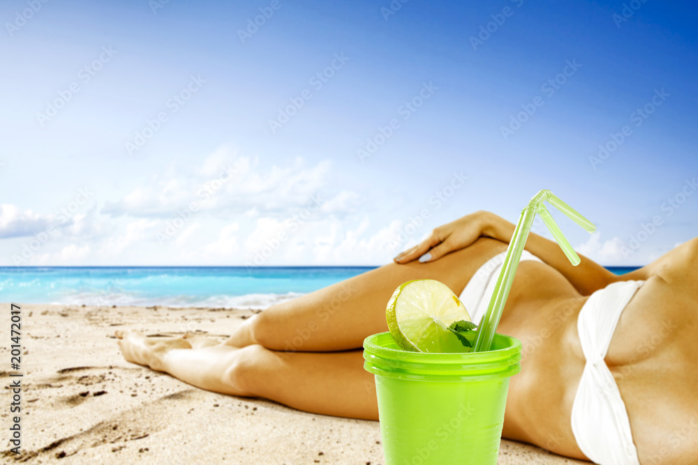 summer drink on beach 