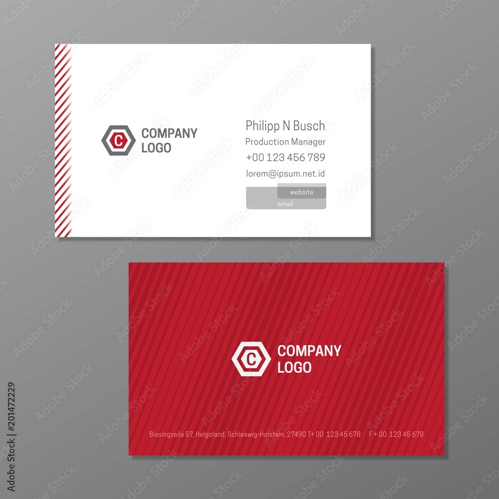 Red and White Name card or business card template. Elegant and clean Name Card Template. Company name card.