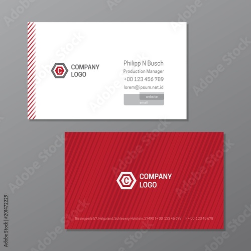 Red and White Name card or business card template. Elegant and clean Name Card Template. Company name card.